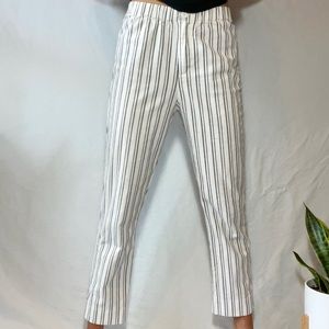 Brandy Melville White & Blue Striped Tilden Pants